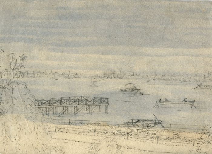 Early 20th Century Graphite Drawing - Harbour Scene