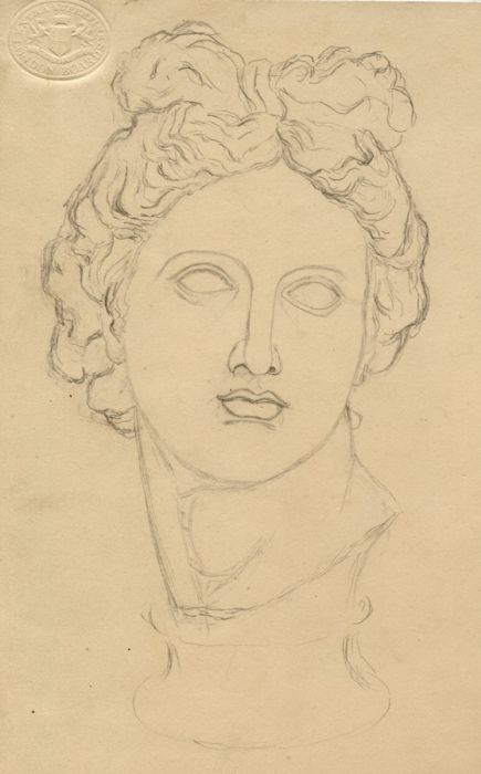French Empire Period Early 19th Century Graphite Drawing - Classical Bust