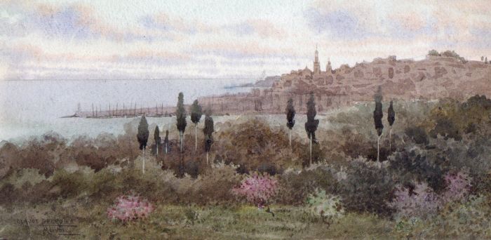 Claude Spero - Menton late 19th Century Watercolour