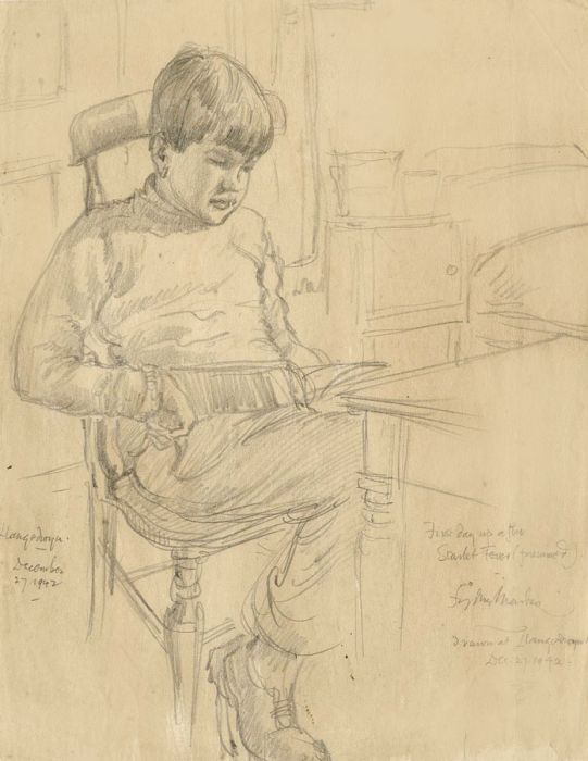 Sydney Maiden - 1942 Graphite Drawing, First Day Up After Scarlet Fever