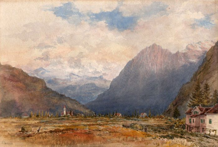 Eric Hesketh Hubbard RBA ROI - Near Glarus Switzerland Superb Watercolour