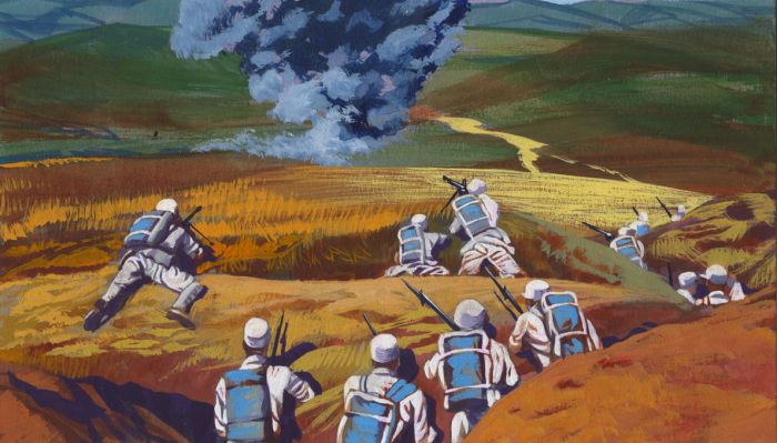 Mid 20th Century Gouache - Battle Scene