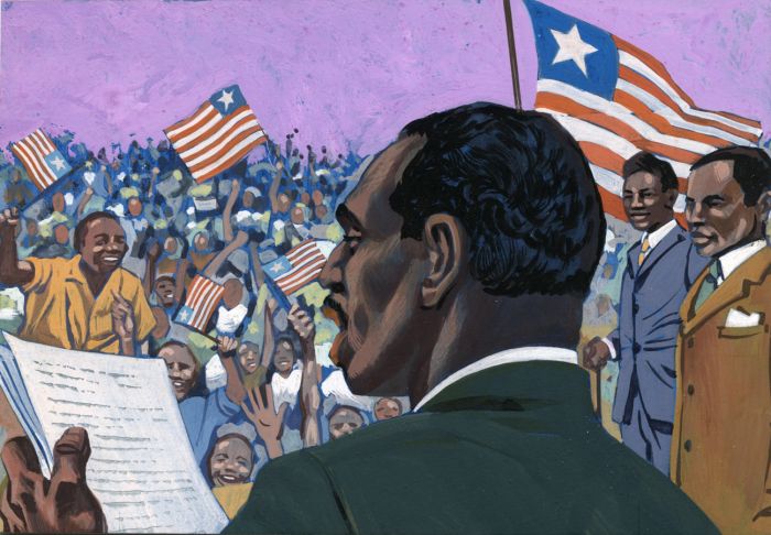 Mid 20th Century Gouache - Liberian Politician Speech
