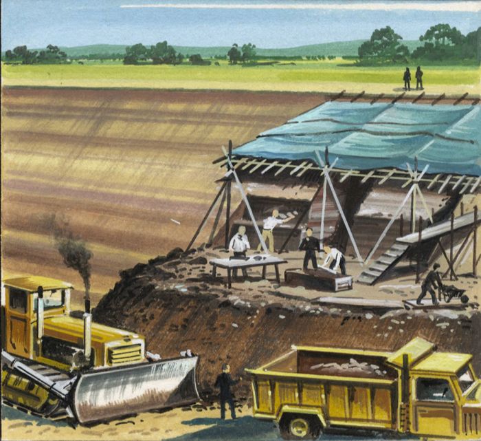 Mid 20th Century Gouache - Quarrying