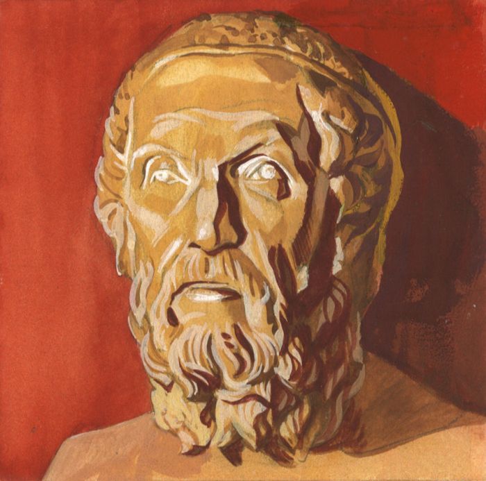 Mid 20th Century Gouache - Painting of a Classical Statue