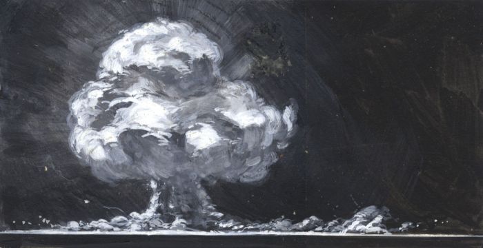 1976 Watercolour - Mushroom Cloud from Look and Learn