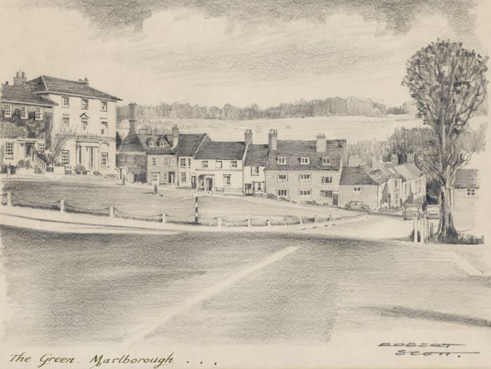 Robert Scott - Good 1968 Graphite Drawing, The Green Marlborough