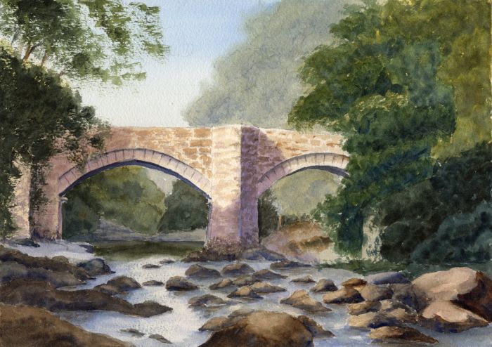 Ted Drew - Contemporary Watercolour, Stone Bridge