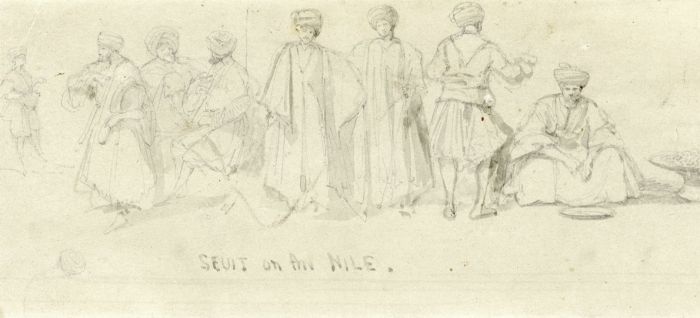 19th Century Graphite Drawing - Sevit on the Nile