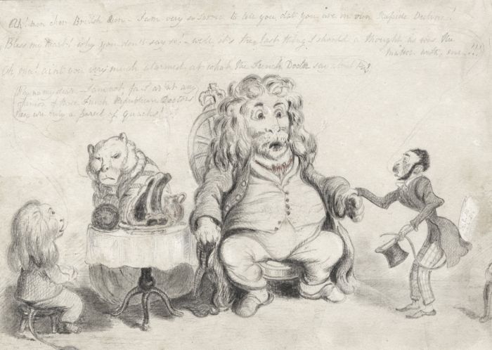 19th Century Graphite Drawing - Animal Cartoon
