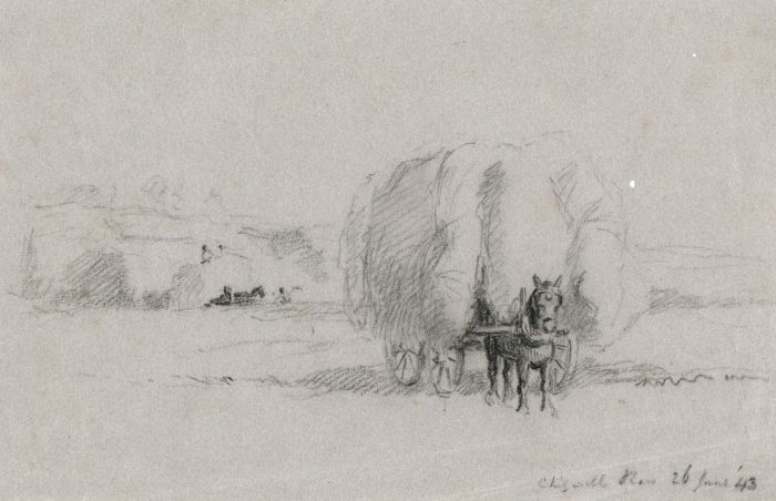 1843 Charcoal Drawing - Workhouse Pulling Hay, Chiswell