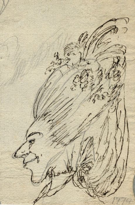 1774 Pen and Ink Drawing - An Evil Lady