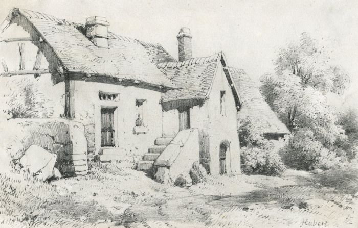 Hubert - 19th Century Graphite Drawing, Country Cottage