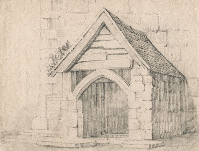 19th Century Graphite Drawing - Portico