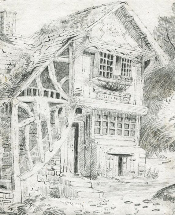 Excellent Early 19th Century Graphite Drawing - House