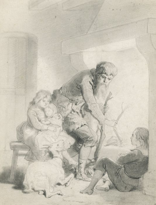 Excellent 19th Century Graphite Drawing - French Book Illustration