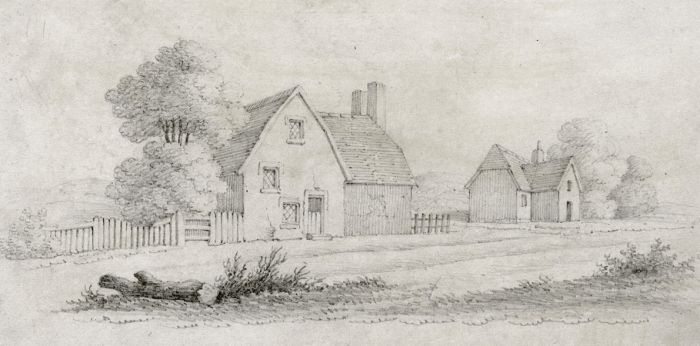 19th Century Graphite Drawing - Houses