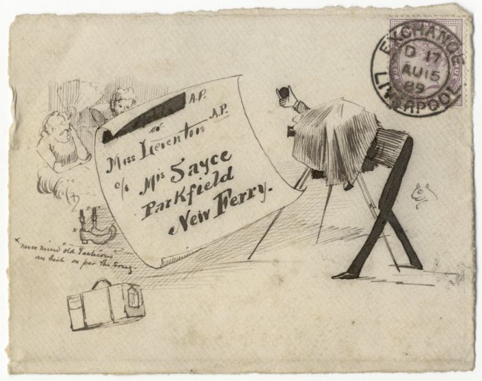 Three 1887 Pen and Ink Decorated Postage Envelopes