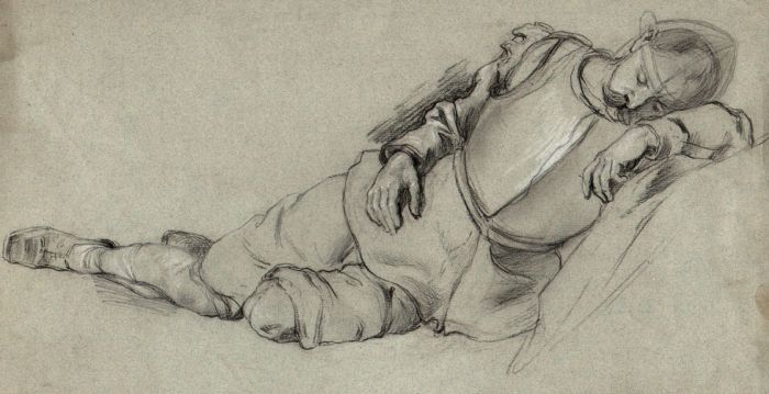 John Adam Houston RSA (1812-1884) - Mid 19th Century Charcoal Drawing, Soldier