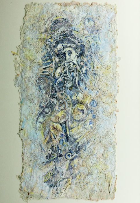 Pat McCoy - Contemporary Mixed Media, Interesting Portrait, Framed