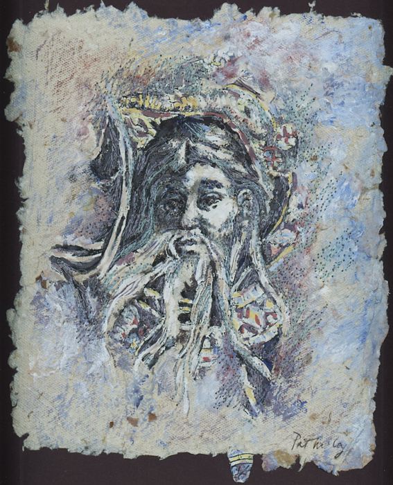 Pat McCoy - Contemporary Mixed Media, Interesting Portrait, Framed