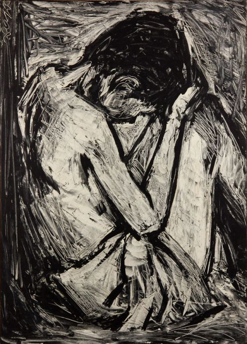 Gerald Coles - Mid 20th Century Monotype, Hunched Figure.