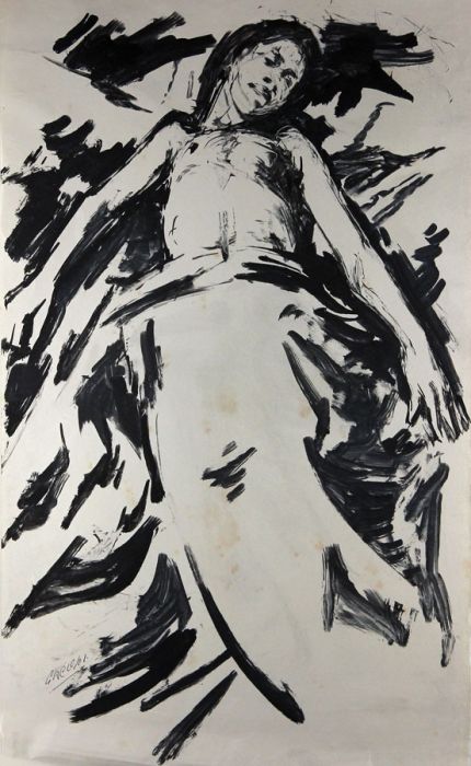 Gerald Coles - 1962 Monotype, Reclining Nude