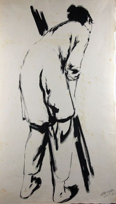 Gerald Coles - 1962 Monotype, Female from Back