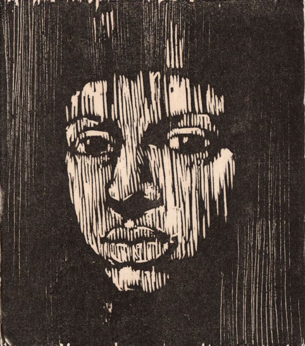 Gerald Coles - 1958 Woodcut, Signed Limited Edition, Female Head
