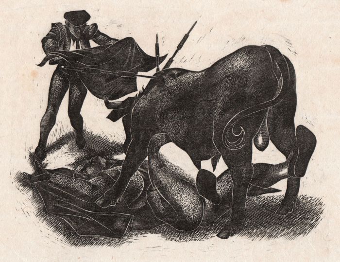 Gerald Coles - 1957 Woodcut, Signed, The Bull Fighter