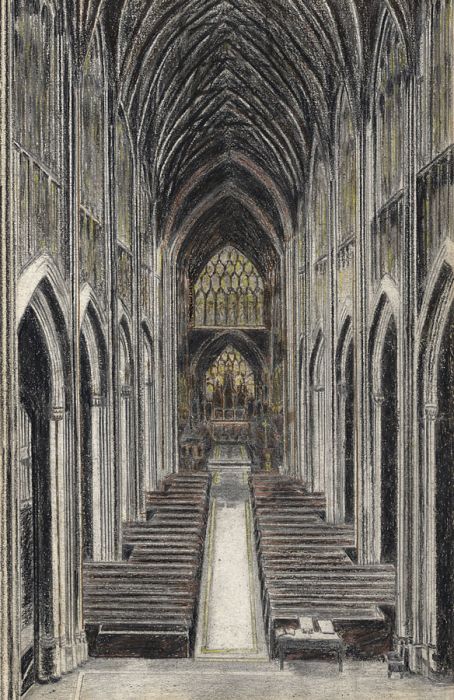 Early 20th Century Mixed Media - Church Interior