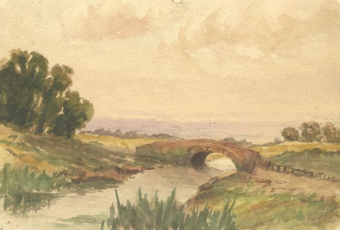 Late 19th Century Watercolour - River Running under Bridge, Landscape