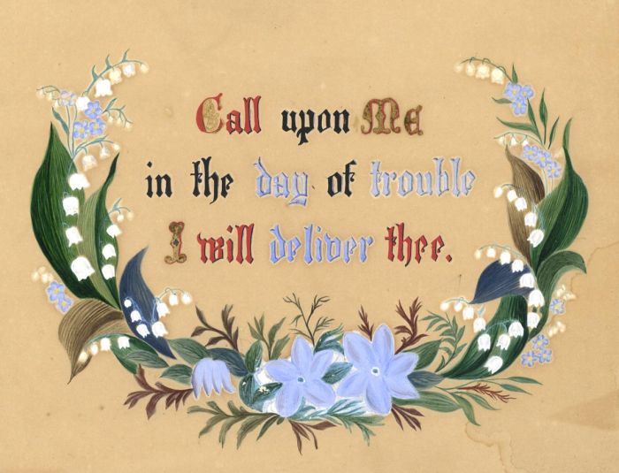 Late 19th Century Gouache - Call Upon Me in Day of Trouble I Will ...