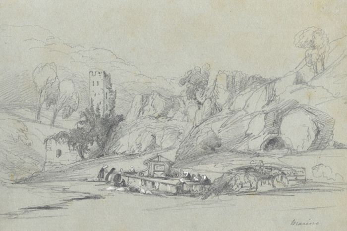 Lady Burlington (1812-1840) - 19th Century Graphite Drawing, Marino, Italy
