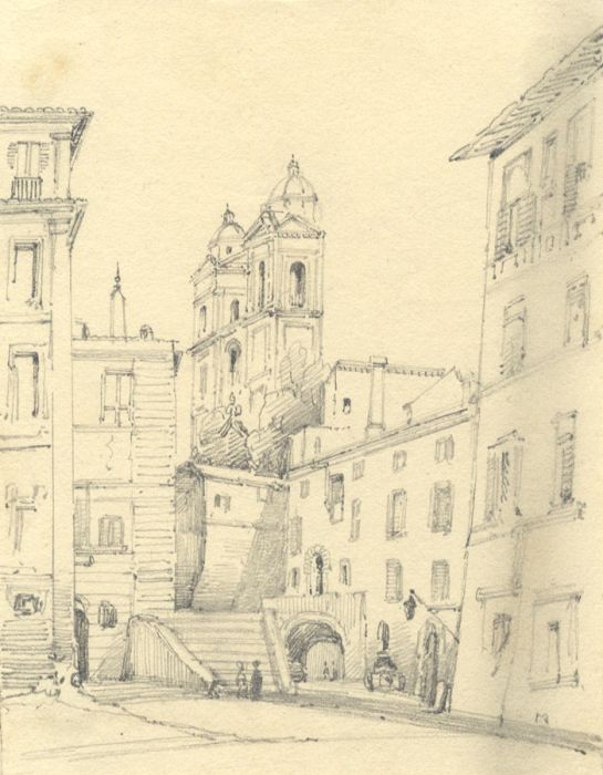 Lady Burlington (1812-1840) - 19th Century Graphite Drawing, Rome