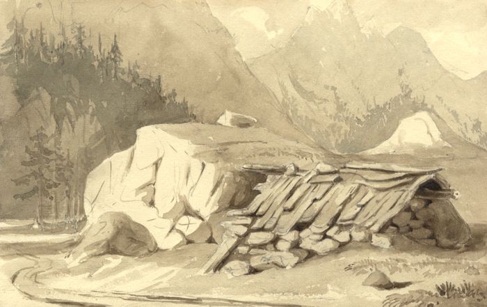 Lord Francis Leveson-Gower - 1833 Watercolour, Shepherds Cabin, Cauterets, Spain