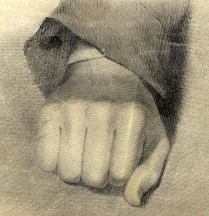 19th Century Graphite Drawing - A Hand