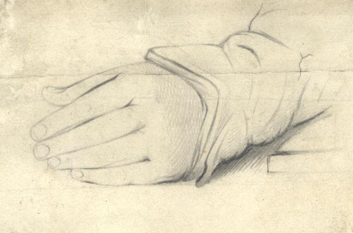 19th Century Graphite Drawing - A Hand