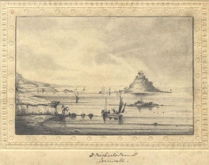 Fine 19th Century Graphite Drawing - St. Michael's Mount, Cornwall