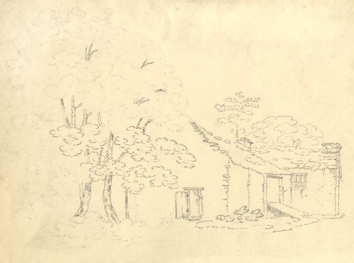 Early 19th Century Pen and Ink Drawing - Architectural Sketch with Trees