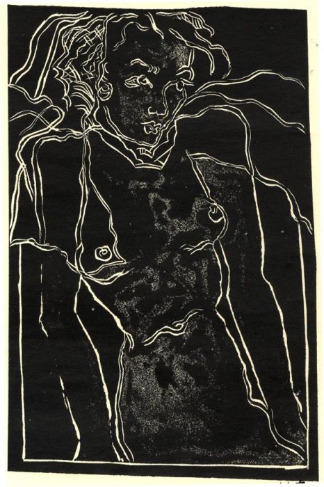 Linda Crane - 1980 Linoprint, Woman