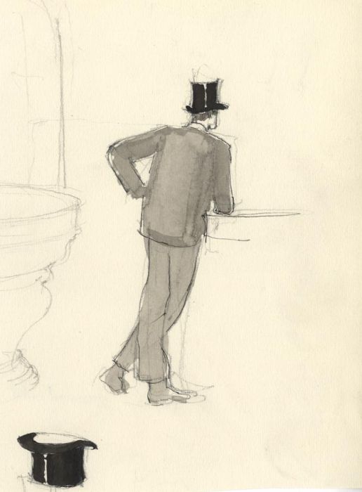 Frances Watt - 1961 Pen and Ink Drawing, At the Discount Market