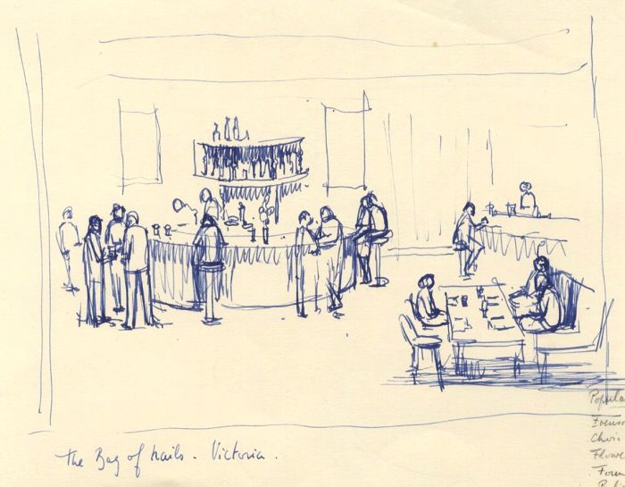 Frances Watt - Mid 20th Century Pen and Ink Drawing, The Bag of Nails Victoria