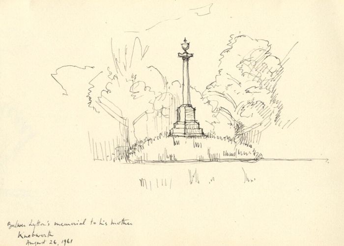 Frances Watt - 1961 Pen and Ink Drawing, Lytton's Memorial Knebworth