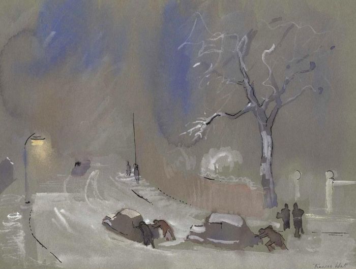 Frances Watt - Mid 20th Century Watercolour, Snow Storm, West Hill, Highgate