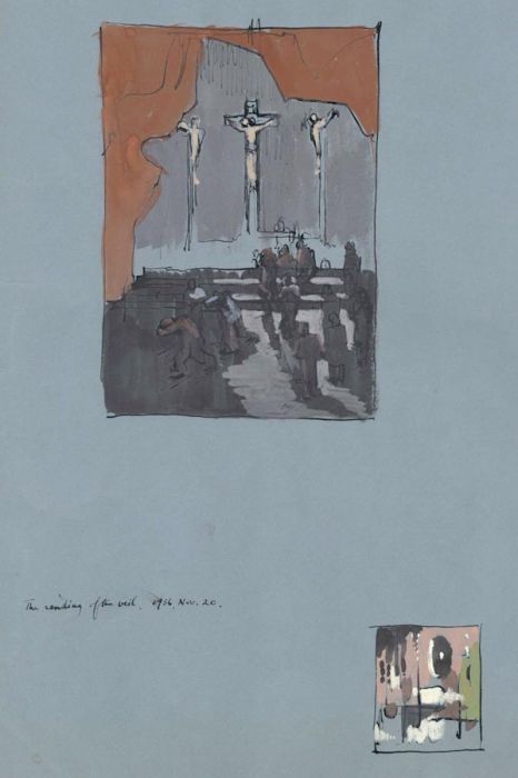 Frances Watt - 1956 Watercolour, The Sending of the Veil