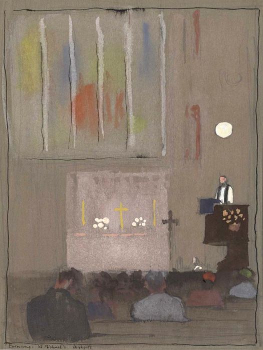 Frances Watt - Mid 20th Century Watercolour, Evensong St Michael's Highgate