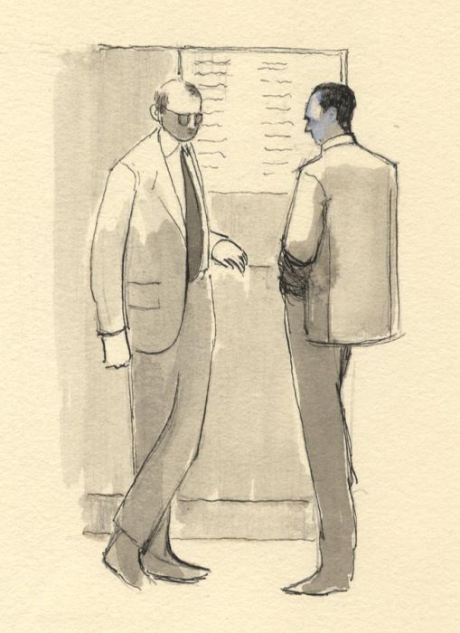 Frances Watt - 1965 Watercolour, On the Floor of the Stock Exchange