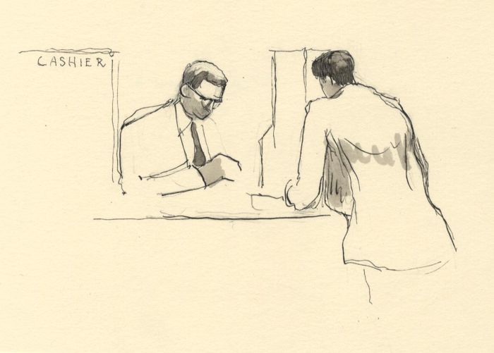 Frances Watt - 1965 Watercolour, At Lloyd's Drawn for the Times
