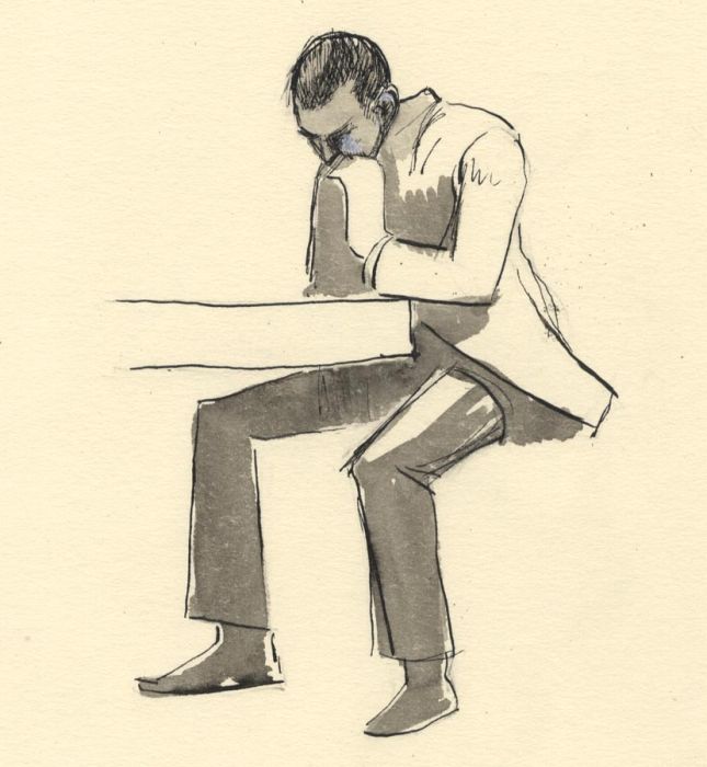 Frances Watt - 1965 Watercolour, At Lloyd's Drawn for the Times